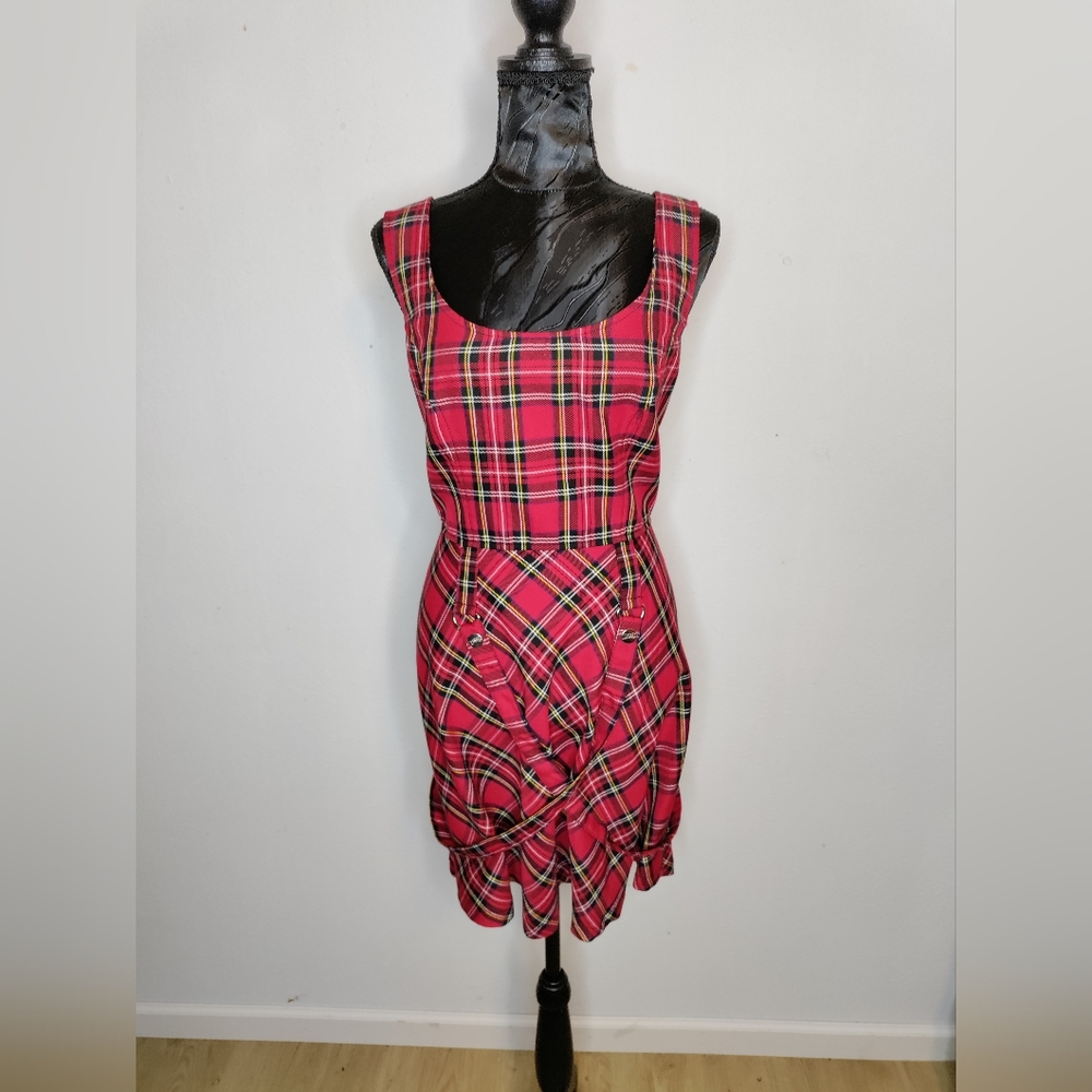 Tripp NYC Red and Black Ruffled Pleated Midi Sundress